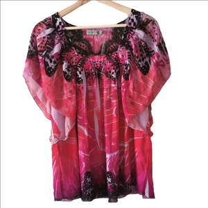 Boho butterfly blouse by Unity. Size large. EUC